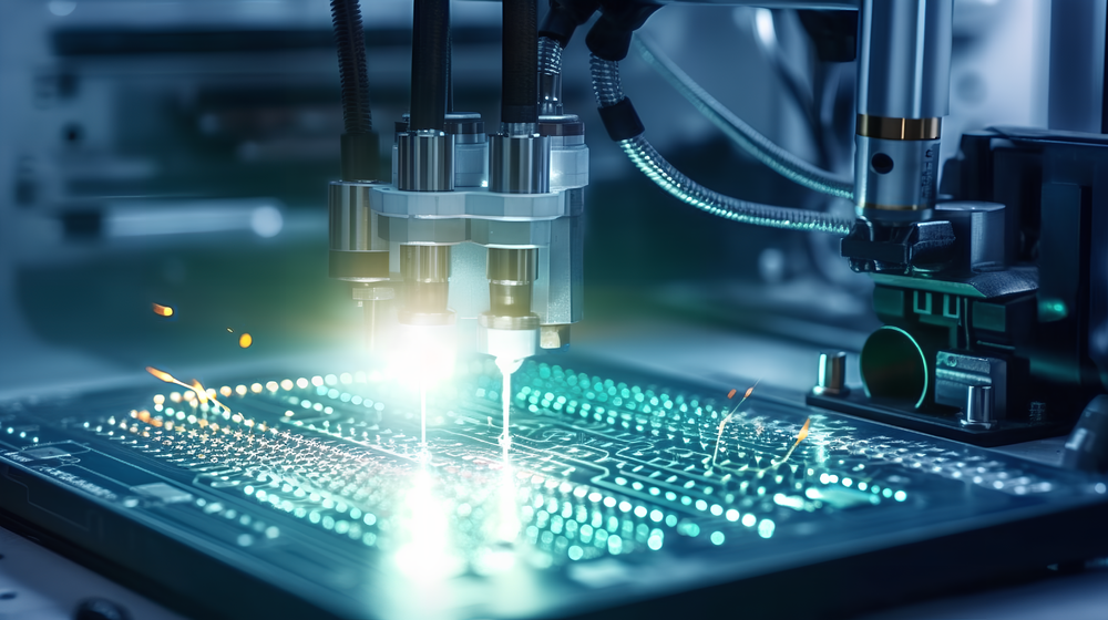 具有照明效果的自動焊錫機的抽象場景